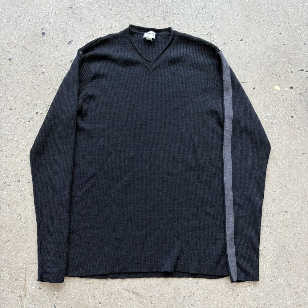 Vintage 90s Armani Collezioni Black Striped Wool Sweater